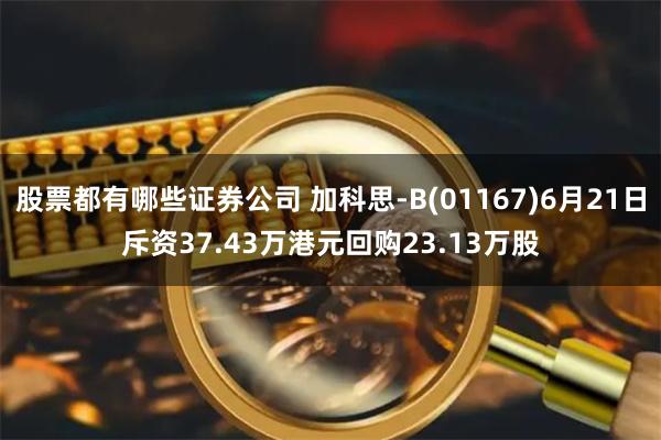 股票都有哪些证券公司 加科思-B(01167)6月21日斥资37.43万港元回购23.13万股